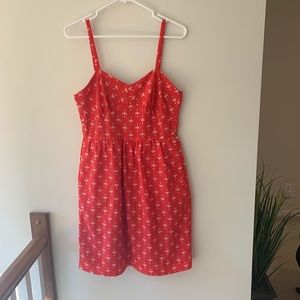 J crew red orange sun dress size 6